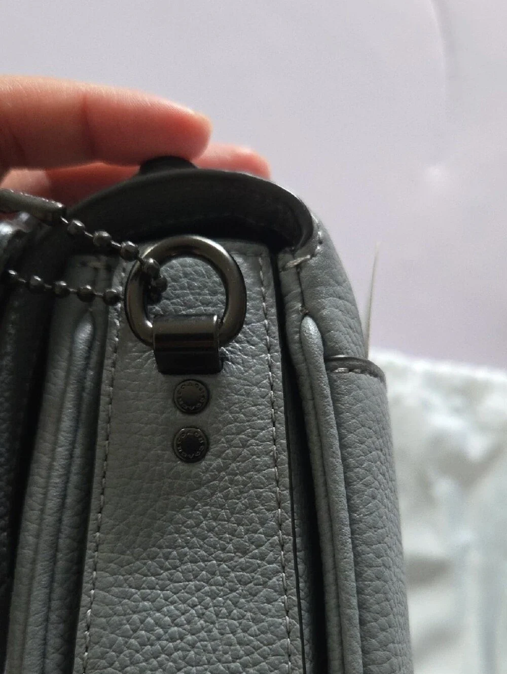 Coach Cassie Pebbled Leather Turnlock Crossbody in Light Gray